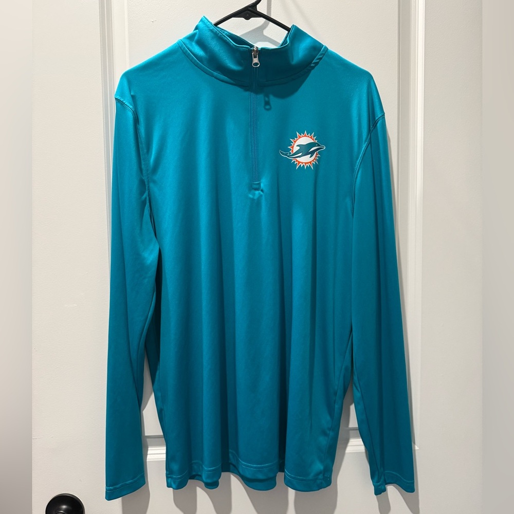 Miami Dolphins Teal Quarter Zip Long Sleeve Pullover